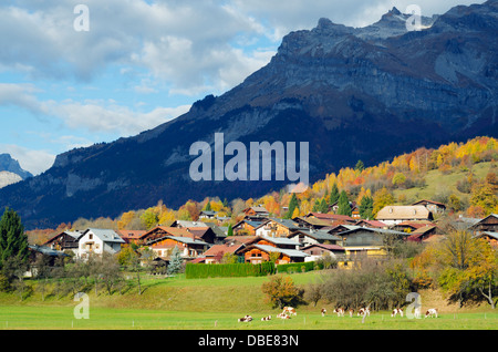 L'Europa, Francia, sulle Alpi francesi, Haute-Savoie, Chamonix, i colori autunnali nella valle di Chamonix Foto Stock