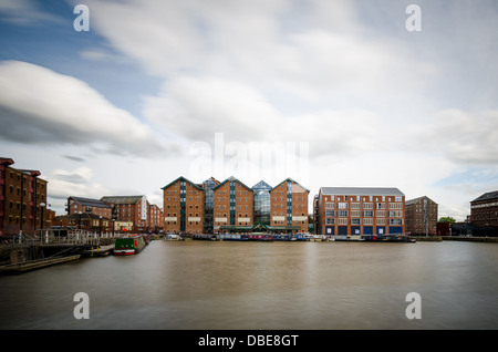 Una lunga esposizione a Gloucester, GLOUCESTERSHIRE REGNO UNITO Docks Foto Stock