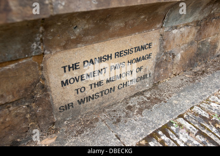 Movimento di resistenza danese memorial vicino alla tomba di pietra del Sir Winston Churchill - St Martin's Church, Bladon, Woodstock Foto Stock