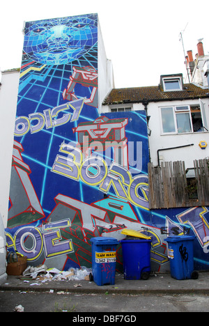 Art Graffiti nel North Laine distretto di Brighton, Regno Unito, Foto Stock