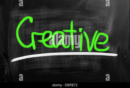Manoscritte Creative con gesso su una lavagna Foto Stock
