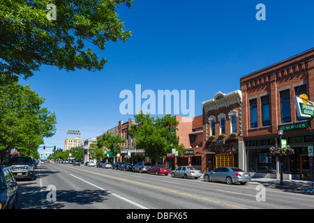 Strada principale nel centro di Bozeman, Montana, USA Foto Stock