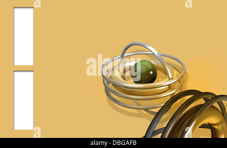 Sfondo verde con una sfera realizzata in software 3D Foto Stock
