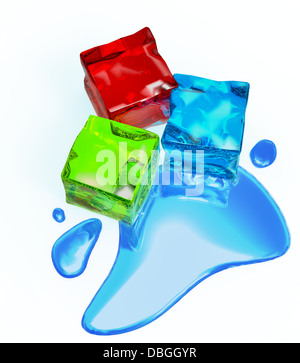 Diversi cubo colorato gelatine e ghiaccio Foto Stock