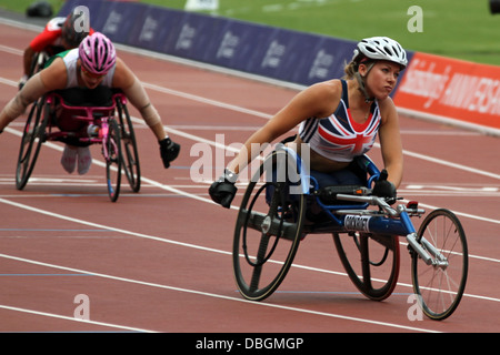 Hannah COCKROFT GBR vince il 100m donne T33/34 - finale all'Anniversario Giochi nel Parco Olimpico, Stratford, Londra Foto Stock