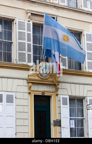 Francia, Pas de Calais, Boulogne sur Mer, il Musee du Libertador San Martin. Ingresso con bandiera argentina. Foto Stock