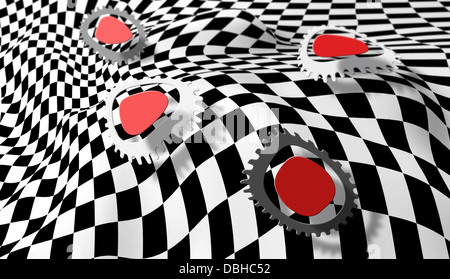 Quattro-tile ripetere di un andamento ondulato perfetta configurazione a scacchi. Foto Stock