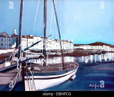 Francia Saint St Tropez Vecchio Porto Costa Azzurra Galleria d'arte pittura dipinti Côte d'Azur Foto Stock