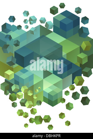 Abstract il verde e il blu 3D a cubetti, sfondo vettoriale Foto Stock