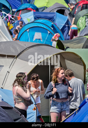 Glastonbury Festival 2013 - Camper in Pennard terreno collinare Foto Stock