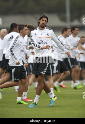 West Hollywood, CALIFORNIA, STATI UNITI D'AMERICA. 31 Luglio, 2013. Real Madrid giocatori esercizio durante una sessione di formazione presso la UCLA Campus sulla luglio 31, 2013 a Los Angeles, California.ARMANDO ARORIZO. Credito: Armando Arorizo/Prensa Internacional/ZUMAPRESS.com/Alamy Live News Foto Stock