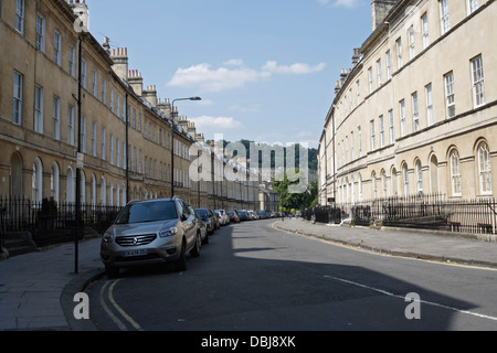 Case di città georgiane in Henrietta Street Bath Inghilterra. Bath case in lingua inglese Foto Stock