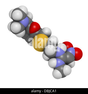 Il ranitidine ulcera peptica farmaco, struttura chimica. Blocchi di acido dello stomaco produzione Foto Stock