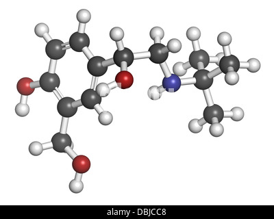 Il salbutamolo (albuterolo) Asma farmaco, struttura chimica. Spesso somministrata mediante inalatore. Foto Stock