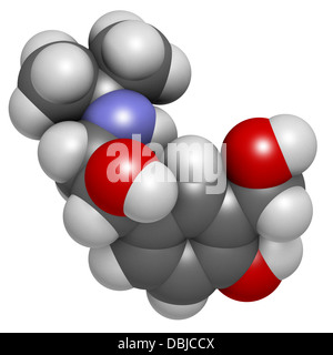 Il salbutamolo (albuterolo) Asma farmaco, struttura chimica. Spesso somministrata mediante inalatore. Foto Stock