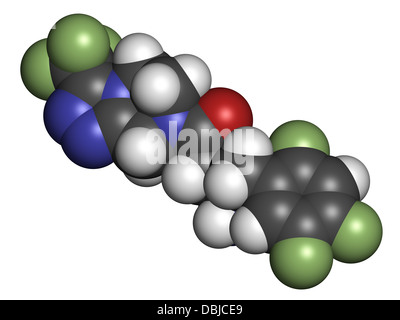 Sitagliptin diabete farmaco, struttura chimica. Gli atomi sono rappresentati come sfere convenzionale con codifica a colori Foto Stock