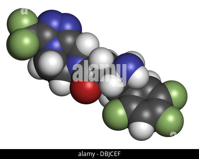 Sitagliptin diabete farmaco, struttura chimica. Gli atomi sono rappresentati come sfere convenzionale con codifica a colori Foto Stock