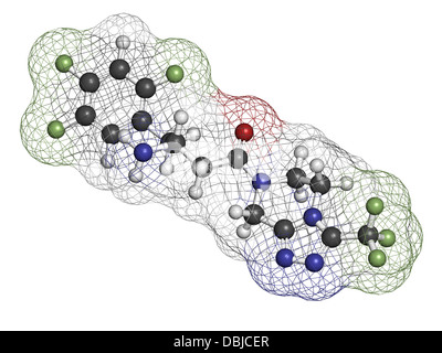 Sitagliptin diabete farmaco, struttura chimica. Gli atomi sono rappresentati come sfere convenzionale con codifica a colori Foto Stock