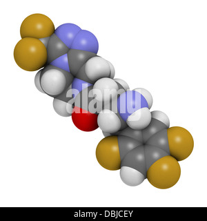 Sitagliptin diabete farmaco, struttura chimica. Gli atomi sono rappresentati come sfere convenzionale con codifica a colori Foto Stock