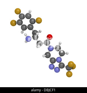 Sitagliptin diabete farmaco, struttura chimica. Gli atomi sono rappresentati come sfere convenzionale con codifica a colori Foto Stock