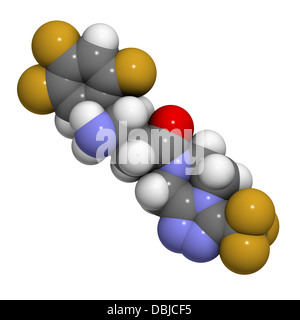 Sitagliptin diabete farmaco, struttura chimica. Gli atomi sono rappresentati come sfere convenzionale con codifica a colori Foto Stock