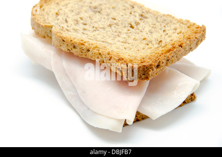 Tostare il pane con la Turchia di fetta di prosciutto Foto Stock