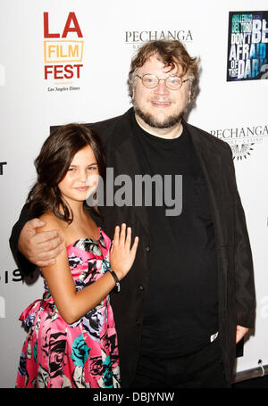 Depositario Madison e Guillermo Del Toro "non avere paura del buio' Premiere a 2011 LAFF al Regal Cinemas L.A. Live - Gli arrivi di Los Angeles, California - 26.06.11 Foto Stock