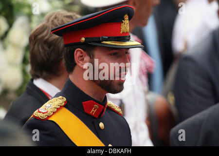 HRH Guillaume Granduca del Lussemburgo cerimonia religiosa delle nozze reali del Principe Alberto II di Monaco a Charlene Wittstock nel cortile principale al Palazzo del Principe di Monte Carlo, Monaco - 02.07.11 Foto Stock