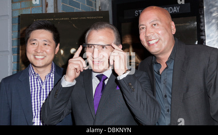 NEW YORK - 31 Luglio: (L-R) Khee Lee di Google,Ray 'Boom Boom' Mancini indossando occhiali di Google & Jimmy Lynn partecipare a "Il buon figlio' Foto Stock