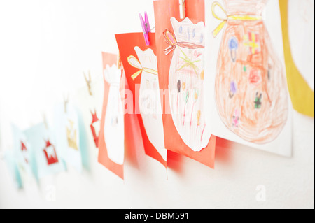 Disegni per bambini sulla parete, Kottgeisering, Baviera, Germania, Europa Foto Stock