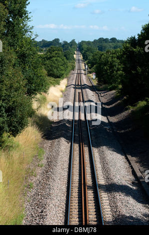 Dritto a binario unico della linea ferroviaria Foto Stock