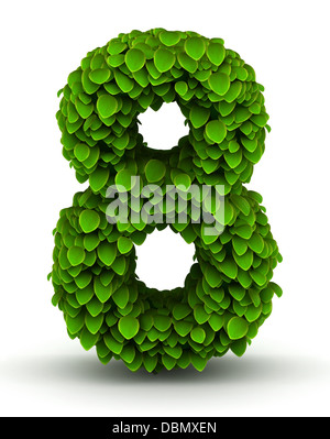 Numero 8, verde lascia font Foto Stock