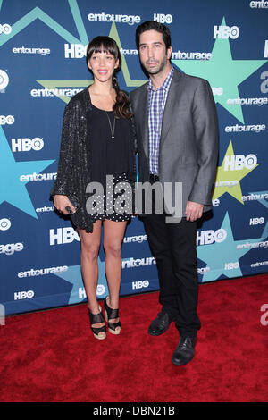 Zoe Buckman e marito David Schwimmer finale di stagione premiere di HBO "entourage" tenutosi al Beacon Theatre - Arrivi New York City, Stati Uniti d'America - 19.07.11 Foto Stock