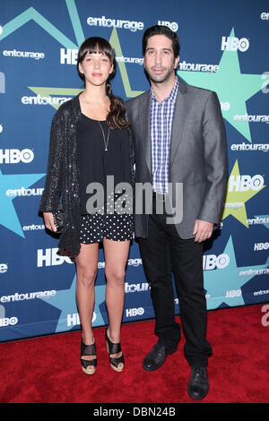 Zoe Buckman e marito David Schwimmer finale di stagione premiere di HBO "entourage" tenutosi al Beacon Theatre - Arrivi New York City, Stati Uniti d'America - 19.07.11 Foto Stock