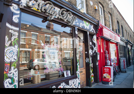 Negozi di Columbia Rd E2 - London REGNO UNITO Foto Stock