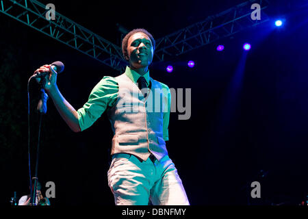 Cantante soul americano, rapper, Aloe Blacc performing live al Cool Jazz Festival Parque Marechal Carmona. Cascais, Portogallo - 28.07.11 Foto Stock