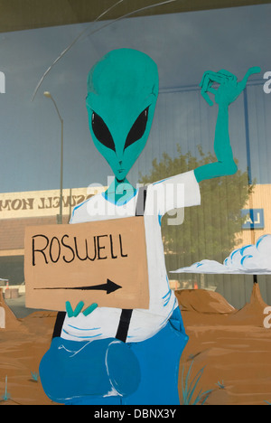 Alien window display Roswell New Mexico USA. Foto Stock