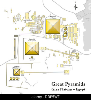 Piramidi di Giza mappa Foto Stock