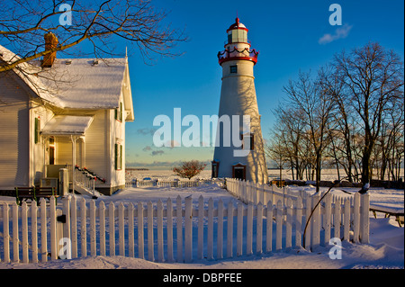 Marblehead il faro in inverno Foto Stock