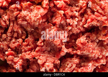 Grezzo organico alimentato in Erba di macinato di manzo sulla carta di macellaio Foto Stock