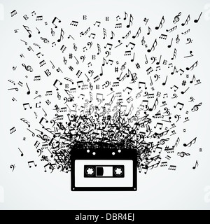 Musica casuale note cassette splash illustrazione. File vettoriale stratificata per una facile manipolazione e colorazione personalizzata. Foto Stock