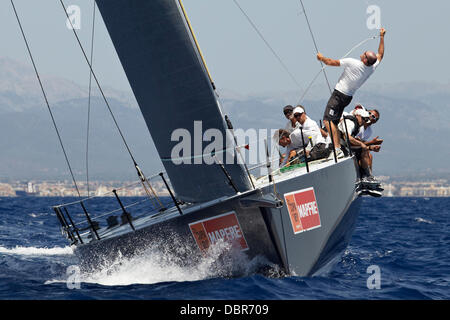 Mallorca, Spagna. 02Aug, 2013. IRC Hulbot 1 B2 azione durante la trentaduesima Copa del Rey Mapfre Palma de Mallorca il giorno 5. Real Club Nautico Palma Credito: Azione Sport Plus/Alamy Live News Foto Stock