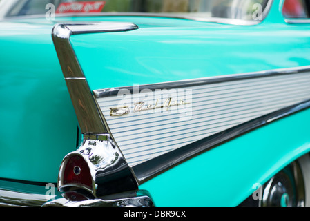 1957 Chevrolet Bel Air pinna caudale. Classic American car. Messa a fuoco selettiva Foto Stock
