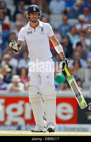 Manchester, Regno Unito. 03 Ago, 2013. Kevin Pietersen durante il giorno tre delle ceneri Investec terzo test match a Old Trafford Cricket Ground, il Agosto 03, 2013 a Londra, Inghilterra. Credito: Mitchell Gunn/ESPA/Alamy Live News Foto Stock