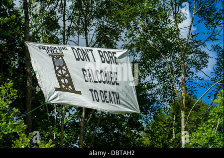 Balcombe, West Sussex, Regno Unito. 4 Ago, 2013. Anti fracking contestatori continuano il loro assedio del test Cuadrilla praticare nelle vicinanze Balcombe, West Sussex, Regno Unito. 04 agosto 2013. Credito: Guy Bell/Alamy Live News Foto Stock