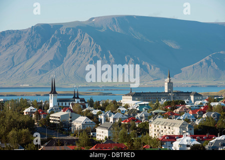 Vista sulla città, Reykjavik, Islanda, regioni polari Foto Stock