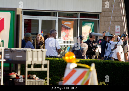 Amy Adams sul set del nuovo film di Superman "l'acciaio' Illinois - Agosto 2011 Foto Stock