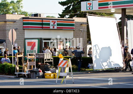 Amy Adams sul set del nuovo film di Superman "l'acciaio' Illinois - Agosto 2011 Foto Stock