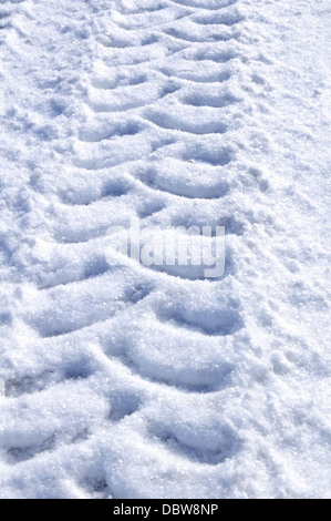 Dettagli del pneumatico / Tracce di pneumatici nella neve Foto Stock