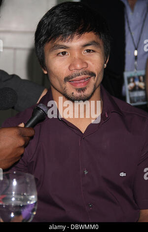 Manny Pacquiao indossa i boxer professionale Manny Pacquiao e Juan Manuel Marquez partecipare alla conferenza stampa per il loro mondo Welterweight Championship lotta al faro di Moli Chelsea New York City, Stati Uniti d'America - 06.09.11 Foto Stock